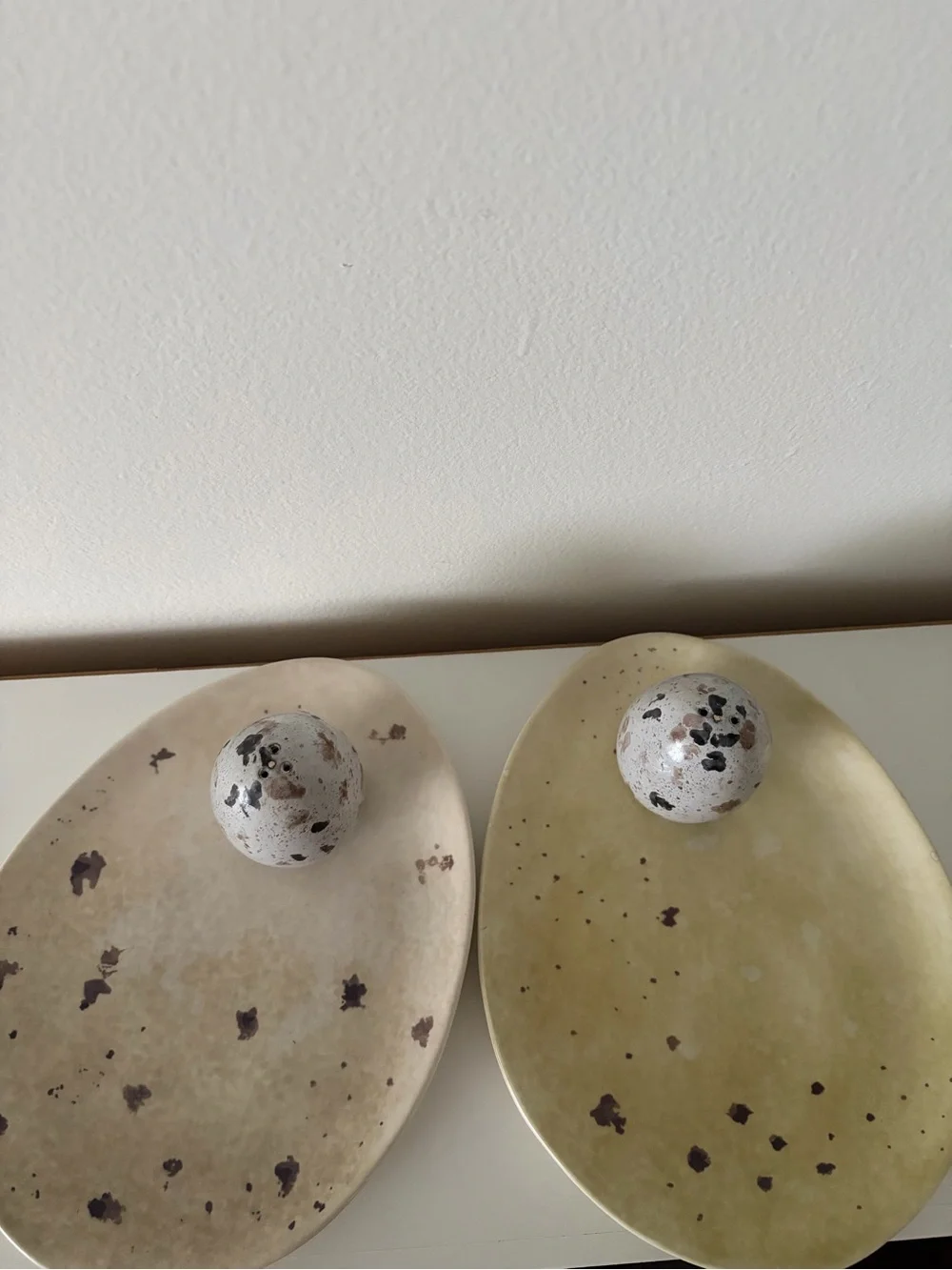 William-Sonoma Speckled Egg Ceramic Bowl, Salt & Pepper Shaker and Plate Set